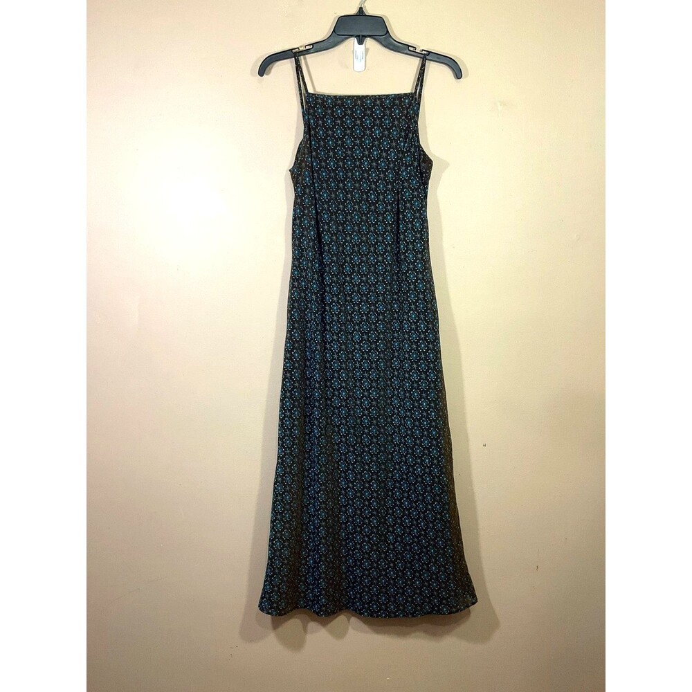 VTG Petite Sophisticate Floral Maxi Slip Dress 6P Brown Cottage Boho 90s Fairy